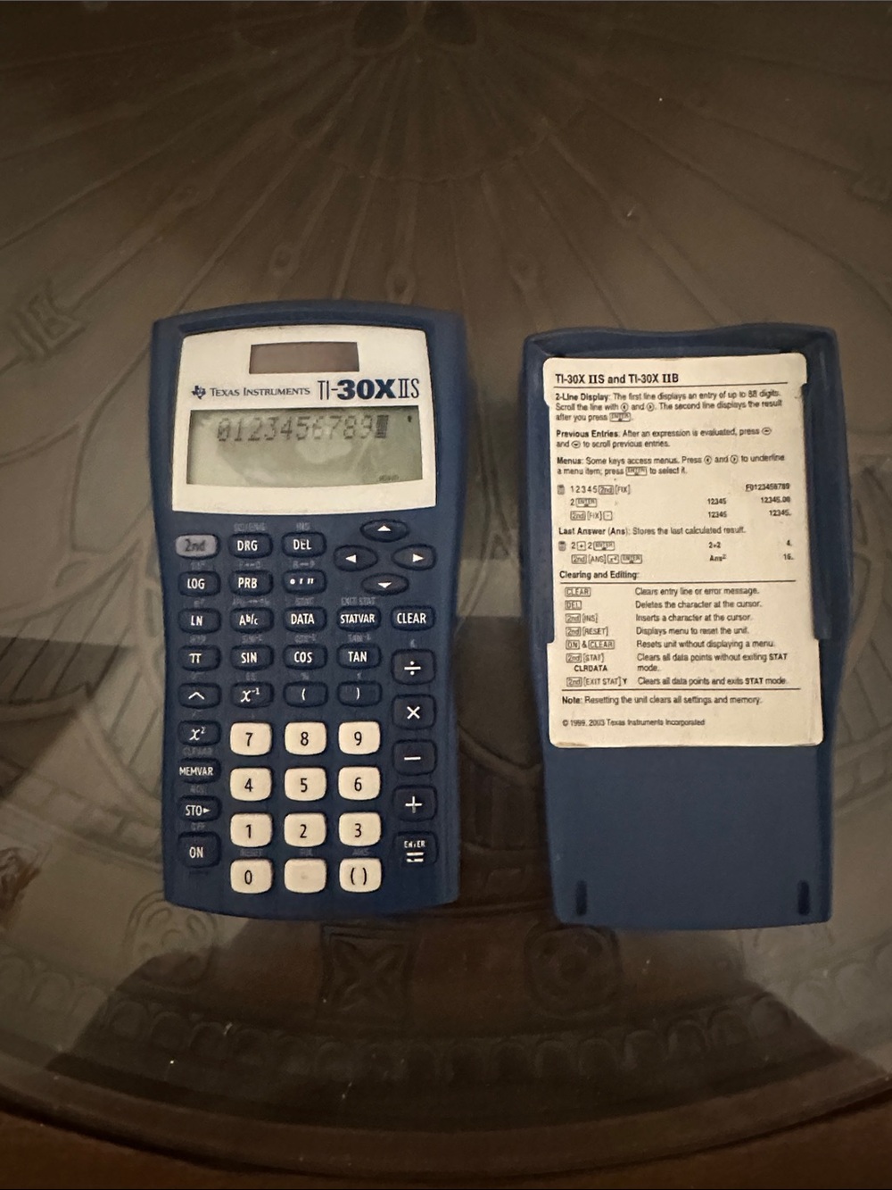 Texas Instruments TI-30X IIS Calculator in Navy Blue with White Keys